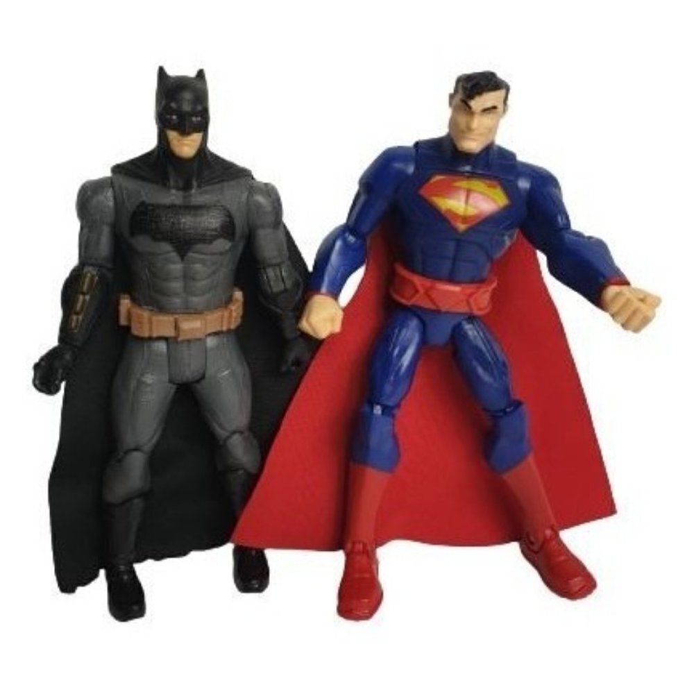 DC Comics Superman and Batman Cloth Cape  Action Figures Toy Bundle